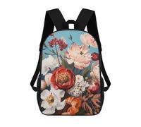 sinyumoney Sacs À Dos Imprimés En 3D Pour Enfants Floral Harmony in Bloom Sacs À Dos Scolaires Garçon Fille Avec Grandes Poches Pour Enfants 17inch