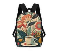 sinyumoney Sacs À Dos Imprimés En 3D Pour Enfants Floral Teacup Illustration : Sac À Dos Scolaire Mignon Pour Garçons, Idéal Pour Les Activités De Plein Air Et Les Sorties Au Collège 17inch