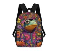 sinyumoney Sacs À Dos Imprimés En 3D Pour Enfants Frog in Floral Hoodie-2 Sacs À Dos Tendance Et Décontractés, Sacs De Voyage Mignons, Sacs À Dos Décontractés Pour Garçons Et Filles