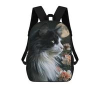 sinyumoney Sacs À Dos Imprimés En 3D Pour Enfants Full Moon Cat with Flowers Sacs À Dos Tendance Et Décontractés, Sacs De Voyage Mignons, Sacs À Dos Décontractés Pour Garçons Et Filles