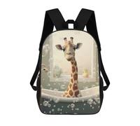 sinyumoney Sacs À Dos Imprimés En 3D Pour Enfants Giraffe in Bubble Bath Sacs À Dos Scolaires Garçon Fille Avec Grandes Poches Pour Enfants 17inch