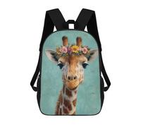 sinyumoney Sacs À Dos Imprimés En 3D Pour Enfants Giraffe with Flower Crown Art Print-2 Sacs À Dos Scolaires Garçon Fille Avec Grandes Poches Pour Enfants 17inch