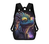 sinyumoney Sacs À Dos Imprimés En 3D Pour Enfants Glowing Lizard with Glasses Art Print Sacs À Dos Scolaires Garçon Fille Avec Grandes Poches Pour Enfants 17inch