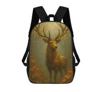 sinyumoney Sacs À Dos Imprimés En 3D Pour Enfants Golden Deer in Autumn Forest : Sac À Dos Scolaire Mignon Pour Garçons, Idéal Pour Les Activités De Plein Air Et Les Sorties Au Collège 17inch