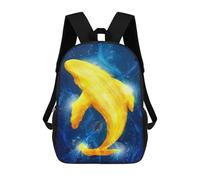 sinyumoney Sacs À Dos Imprimés En 3D Pour Enfants Golden Whale in Blue : Sac À Dos Scolaire Mignon Pour Garçons, Idéal Pour Les Activités De Plein Air Et Les Sorties Au Collège 17inch