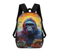 sinyumoney Sacs À Dos Imprimés En 3D Pour Enfants Gorilla in A Lush, Fantasy Forest Sacs À Dos Scolaires Garçon Fille Avec Grandes Poches Pour Enfants 17inch