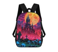 sinyumoney Sacs À Dos Imprimés En 3D Pour Enfants Halloween Castle Under A Full Moon : Sac À Dos Scolaire Mignon Pour Garçons, Idéal Pour Les Activités De Plein Air Et Les Sorties Au Collège 17inch