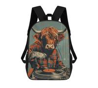 sinyumoney Sacs À Dos Imprimés En 3D Pour Enfants Highland Cow Disk Jockey Sacs À Dos Tendance Et Décontractés, Sacs De Voyage Mignons, Sacs À Dos Décontractés Pour Garçons Et Filles