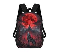 sinyumoney Sacs À Dos Imprimés En 3D Pour Enfants Howling Wolf Red Moon : Sac À Dos Scolaire Mignon Pour Garçons, Idéal Pour Les Activités De Plein Air Et Les Sorties Au Collège 17inch