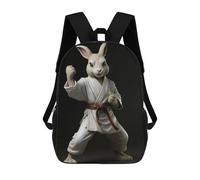 sinyumoney Sacs À Dos Imprimés En 3D Pour Enfants Karate Rabbit : Sac À Dos Scolaire Mignon Pour Garçons, Idéal Pour Les Activités De Plein Air Et Les Sorties Au Collège 17inch