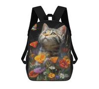 sinyumoney Sacs À Dos Imprimés En 3D Pour Enfants Kitten in Flowers with Butterfly -1 Sacs À Dos Tendance Et Décontractés, Sacs De Voyage Mignons, Sacs À Dos Décontractés Pour Garçons Et Filles