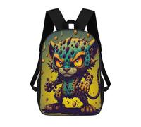 sinyumoney Sacs À Dos Imprimés En 3D Pour Enfants Leopard Cat with Fiery Eyes Sacs À Dos Scolaires Garçon Fille Avec Grandes Poches Pour Enfants 17inch