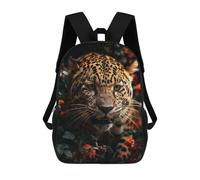 sinyumoney Sacs À Dos Imprimés En 3D Pour Enfants Leopard Close-Up Amidst Flowers Sacs À Dos Scolaires Garçon Fille Avec Grandes Poches Pour Enfants 17inch