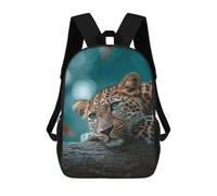 sinyumoney Sacs À Dos Imprimés En 3D Pour Enfants Leopard with Blue Eyes on Tree Branch Sacs À Dos Scolaires Garçon Fille Avec Grandes Poches Pour Enfants 17inch