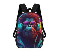 sinyumoney Sacs À Dos Imprimés En 3D Pour Enfants Monkey Headphones Sacs À Dos Scolaires Garçon Fille Avec Grandes Poches Pour Enfants 17inch