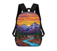 sinyumoney Sacs À Dos Imprimés En 3D Pour Enfants Mountain Sunset River : Sac À Dos Scolaire Mignon Pour Garçons, Idéal Pour Les Activités De Plein Air Et Les Sorties Au Collège 17inch