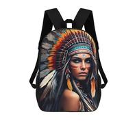 sinyumoney Sacs À Dos Imprimés En 3D Pour Enfants Native American Headdress Artwork Sacs À Dos Scolaires Garçon Fille Avec Grandes Poches Pour Enfants 17inch