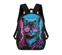 sinyumoney Sacs À Dos Imprimés En 3D Pour Enfants Neon Cat Glasses Art Print Sacs À Dos Scolaires Garçon Fille Avec Grandes Poches Pour Enfants 17inch