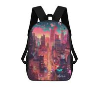 sinyumoney Sacs À Dos Imprimés En 3D Pour Enfants Neon Cityscape Vibrant Urban Fantasy -3 Sacs À Dos Scolaires Garçon Fille Avec Grandes Poches Pour Enfants 17inch