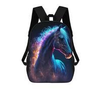 sinyumoney Sacs À Dos Imprimés En 3D Pour Enfants Neon Horse in Flames : Sac À Dos Scolaire Mignon Pour Garçons, Idéal Pour Les Activités De Plein Air Et Les Sorties Au Collège 17inch