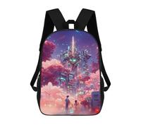 sinyumoney Sacs À Dos Imprimés En 3D Pour Enfants Neon Sky Cityscape Sacs À Dos Scolaires Garçon Fille Avec Grandes Poches Pour Enfants 17inch