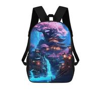 sinyumoney Sacs À Dos Imprimés En 3D Pour Enfants Neon Waterfall Temple : Sac À Dos Scolaire Mignon Pour Garçons, Idéal Pour Les Activités De Plein Air Et Les Sorties Au Collège 17inch