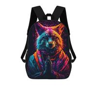 sinyumoney Sacs À Dos Imprimés En 3D Pour Enfants Neon Wolf in Meditation : Sac À Dos Scolaire Mignon Pour Garçons, Idéal Pour Les Activités De Plein Air Et Les Sorties Au Collège 17inch