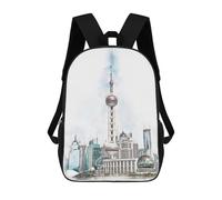 sinyumoney Sacs À Dos Imprimés En 3D Pour Enfants Oriental Pearl Tower Shanghai China Sacs À Dos Scolaires Garçon Fille Avec Grandes Poches Pour Enfants 17inch