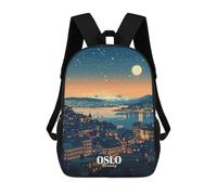 sinyumoney Sacs À Dos Imprimés En 3D Pour Enfants Oslo, Norway Cityscape at Night Sacs À Dos Scolaires Garçon Fille Avec Grandes Poches Pour Enfants 17inch