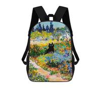 sinyumoney Sacs À Dos Imprimés En 3D Pour Enfants Painted Garden with Black Cat Sacs À Dos Scolaires Garçon Fille Avec Grandes Poches Pour Enfants 17inch