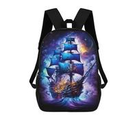 sinyumoney Sacs À Dos Imprimés En 3D Pour Enfants Pirate Ship Fantasy Art Sacs À Dos Scolaires Garçon Fille Avec Grandes Poches Pour Enfants 17inch