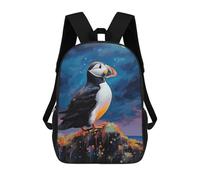 sinyumoney Sacs À Dos Imprimés En 3D Pour Enfants Puffin in The Moonlight : Sac À Dos Scolaire Mignon Pour Garçons, Idéal Pour Les Activités De Plein Air Et Les Sorties Au Collège 17inch