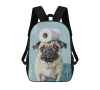 sinyumoney Sacs À Dos Imprimés En 3D Pour Enfants Pug with Toilet Paper on Head-3 Sacs À Dos Tendance Et Décontractés, Sacs De Voyage Mignons, Sacs À Dos Décontractés Pour Garçons Et Filles