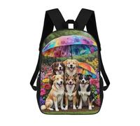 sinyumoney Sacs À Dos Imprimés En 3D Pour Enfants Rainy Day Pups in Flowers Sacs À Dos Tendance Et Décontractés, Sacs De Voyage Mignons, Sacs À Dos Décontractés Pour Garçons Et Filles