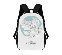 sinyumoney Sacs À Dos Imprimés En 3D Pour Enfants Reykjavik Iceland City Map : Sac À Dos Scolaire Mignon Pour Garçons, Idéal Pour Les Activités De Plein Air Et Les Sorties Au Collège 17inch