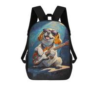 sinyumoney Sacs À Dos Imprimés En 3D Pour Enfants Rock Star Pup with Guitar -1 Sacs À Dos Scolaires Garçon Fille Avec Grandes Poches Pour Enfants 17inch
