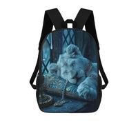 sinyumoney Sacs À Dos Imprimés En 3D Pour Enfants Royal White Lion Cub Resting Sacs À Dos Scolaires Garçon Fille Avec Grandes Poches Pour Enfants 17inch