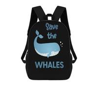 sinyumoney Sacs À Dos Imprimés En 3D Pour Enfants Save The Whales Children : Sac À Dos Scolaire Mignon Pour Garçons, Idéal Pour Les Activités De Plein Air Et Les Sorties Au Collège 17inch