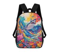 sinyumoney Sacs À Dos Imprimés En 3D Pour Enfants Shark in A Rainbow Wave Sacs À Dos Scolaires Garçon Fille Avec Grandes Poches Pour Enfants 17inch