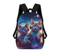 sinyumoney Sacs À Dos Imprimés En 3D Pour Enfants Space Cats in Neon Gear Sacs À Dos Scolaires Garçon Fille Avec Grandes Poches Pour Enfants 17inch
