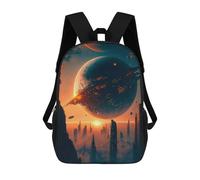 sinyumoney Sacs À Dos Imprimés En 3D Pour Enfants Space Cityscape with Orbital Ring : Sac À Dos Scolaire Mignon Pour Garçons, Idéal Pour Les Activités De Plein Air Et Les Sorties Au Collège 17inch