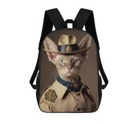 sinyumoney Sacs À Dos Imprimés En 3D Pour Enfants Sphynx Cat in Western Uniform : Sac À Dos Scolaire Mignon Pour Garçons, Idéal Pour Les Activités De Plein Air Et Les Sorties Au Collège 17inch