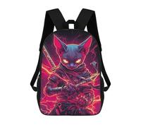 sinyumoney Sacs À Dos Imprimés En 3D Pour Enfants Sphynx Cat Ninja with Katana Japanese Samurai Animal Sacs À Dos Scolaires Garçon Fille Avec Grandes Poches Pour Enfants 17inch