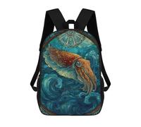 sinyumoney Sacs À Dos Imprimés En 3D Pour Enfants Stained Glass Cuttlefish in Ocean : Sac À Dos Scolaire Mignon Pour Garçons, Idéal Pour Les Activités De Plein Air Et Les Sorties Au Collège 17inch
