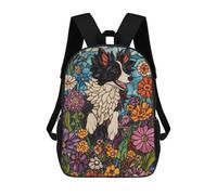 sinyumoney Sacs À Dos Imprimés En 3D Pour Enfants Stained Glass Dog in Flowers : Sac À Dos Scolaire Mignon Pour Garçons, Idéal Pour Les Activités De Plein Air Et Les Sorties Au Collège 17inch
