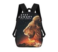 sinyumoney Sacs À Dos Imprimés En 3D Pour Enfants Stay Hungry, Stay Humble Lion Sacs À Dos Scolaires Garçon Fille Avec Grandes Poches Pour Enfants 17inch