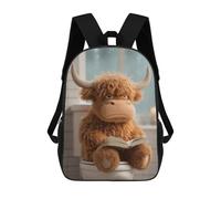 sinyumoney Sacs À Dos Imprimés En 3D Pour Enfants Stuffed Highland Cow Reading on Toilet Sacs À Dos Tendance Et Décontractés, Sacs De Voyage Mignons, Sacs À Dos Décontractés Pour Garçons Et Filles
