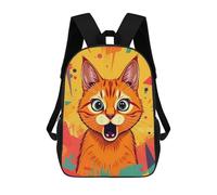 sinyumoney Sacs À Dos Imprimés En 3D Pour Enfants Surprised Orange Cat : Sac À Dos Scolaire Mignon Pour Garçons, Idéal Pour Les Activités De Plein Air Et Les Sorties Au Collège 17inch