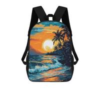 sinyumoney Sacs À Dos Imprimés En 3D Pour Enfants Tropical Sunset Beach Scene-1 Sacs À Dos Scolaires Garçon Fille Avec Grandes Poches Pour Enfants 17inch