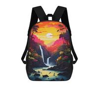 sinyumoney Sacs À Dos Imprimés En 3D Pour Enfants Tropical Sunset Waterfall Sacs À Dos Tendance Et Décontractés, Sacs De Voyage Mignons, Sacs À Dos Décontractés Pour Garçons Et Filles